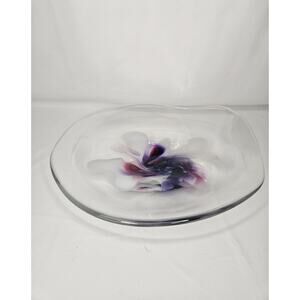 Vintage Signed Studio Art Glass Bowl Mid Century Modern Studio Clear BSQ 310 Art